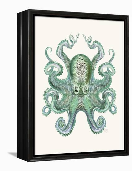 Turquoise Octopus and Squid a-Fab Funky-Framed Stretched Canvas