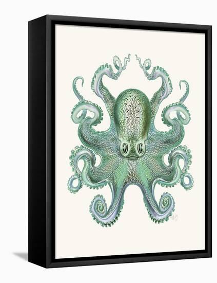 Turquoise Octopus and Squid a-Fab Funky-Framed Stretched Canvas