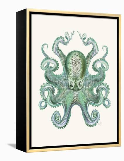 Turquoise Octopus and Squid a-Fab Funky-Framed Stretched Canvas