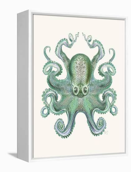 Turquoise Octopus and Squid a-Fab Funky-Framed Stretched Canvas