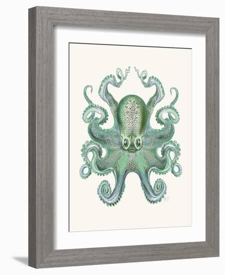 Turquoise Octopus and Squid a-Fab Funky-Framed Art Print