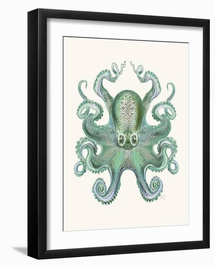 Turquoise Octopus and Squid a-Fab Funky-Framed Art Print