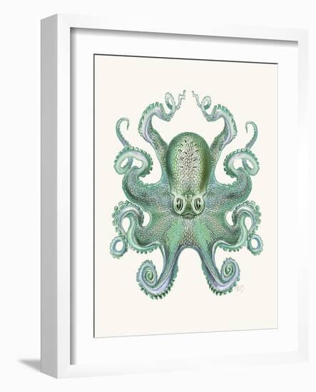 Turquoise Octopus and Squid a-Fab Funky-Framed Art Print