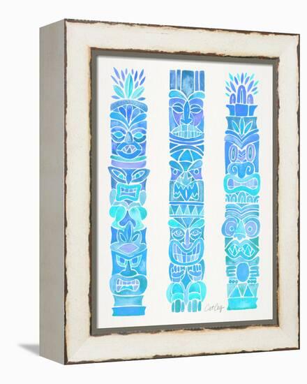 Turquoise Ombre Tiki Totems-Cat Coquillette-Framed Premier Image Canvas
