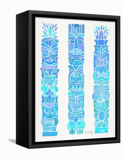 Turquoise Ombre Tiki Totems-Cat Coquillette-Framed Premier Image Canvas