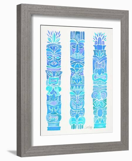 Turquoise Ombre Tiki Totems-Cat Coquillette-Framed Giclee Print