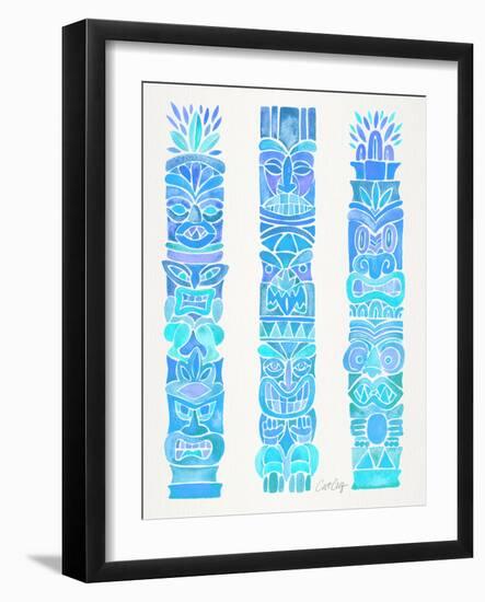 Turquoise Ombre Tiki Totems-Cat Coquillette-Framed Giclee Print