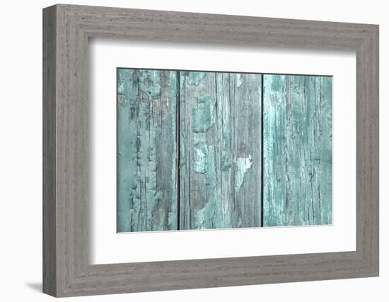 Turquoise or Mint Green Wooden Old Patterned Background in Vintage Style.-Imagesbavaria-Framed Photographic Print