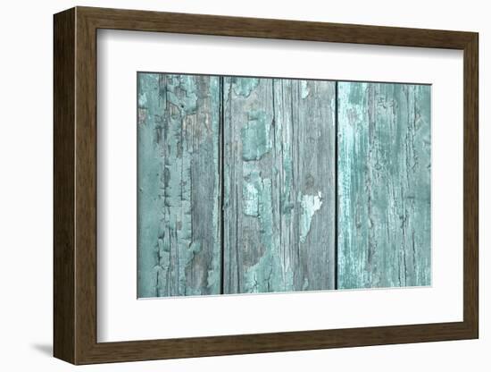 Turquoise or Mint Green Wooden Old Patterned Background in Vintage Style.-Imagesbavaria-Framed Photographic Print