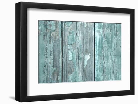 Turquoise or Mint Green Wooden Old Patterned Background in Vintage Style.-Imagesbavaria-Framed Photographic Print