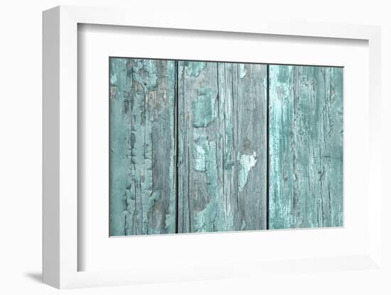 Turquoise or Mint Green Wooden Old Patterned Background in Vintage Style.-Imagesbavaria-Framed Photographic Print