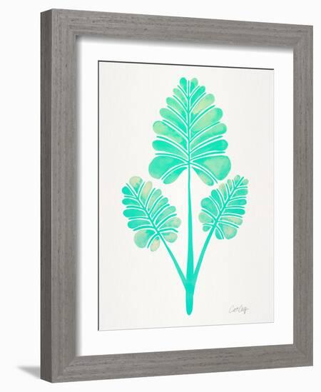 Turquoise Palm Leaf Trifecta-Cat Coquillette-Framed Giclee Print