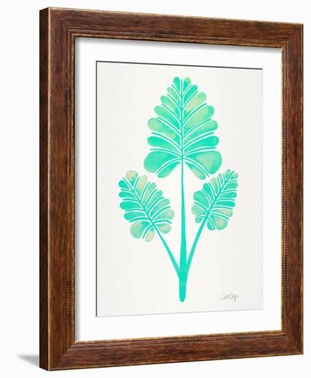Turquoise Palm Leaf Trifecta-Cat Coquillette-Framed Giclee Print