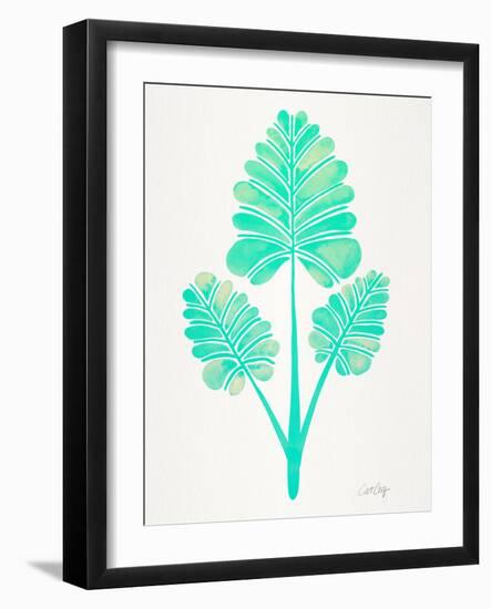 Turquoise Palm Leaf Trifecta-Cat Coquillette-Framed Giclee Print