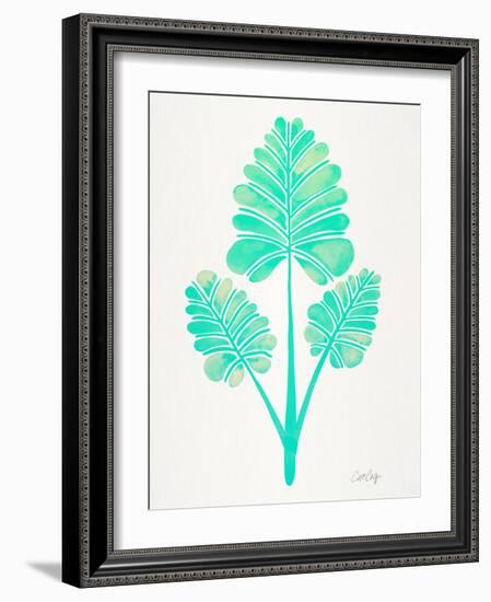 Turquoise Palm Leaf Trifecta-Cat Coquillette-Framed Giclee Print