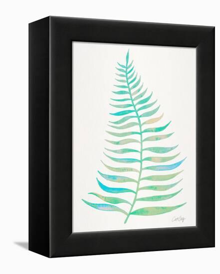 Turquoise Palm Leaf-Cat Coquillette-Framed Premier Image Canvas