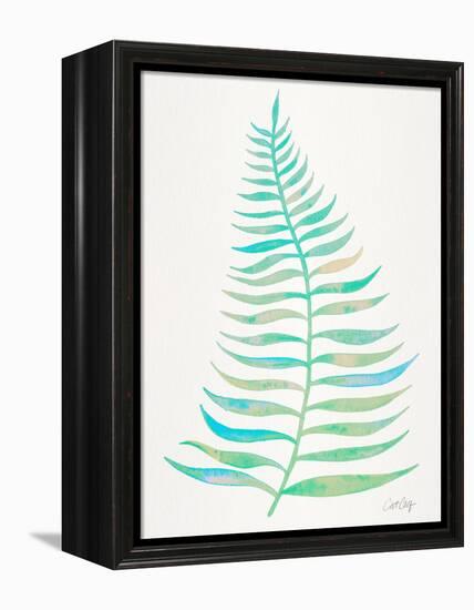 Turquoise Palm Leaf-Cat Coquillette-Framed Premier Image Canvas