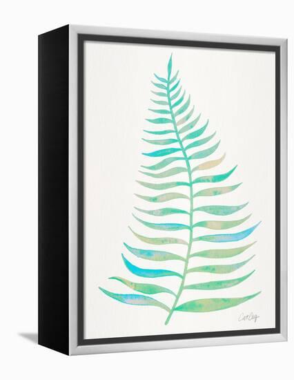 Turquoise Palm Leaf-Cat Coquillette-Framed Premier Image Canvas