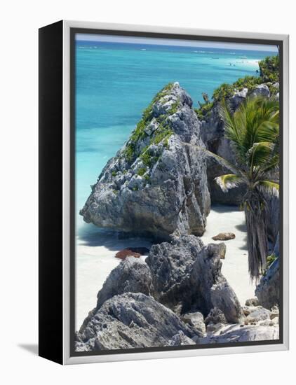 Turquoise Sea and Beach in Tulum, Riviera Maya, Quintana Roo, Mexico-Demetrio Carrasco-Framed Premier Image Canvas