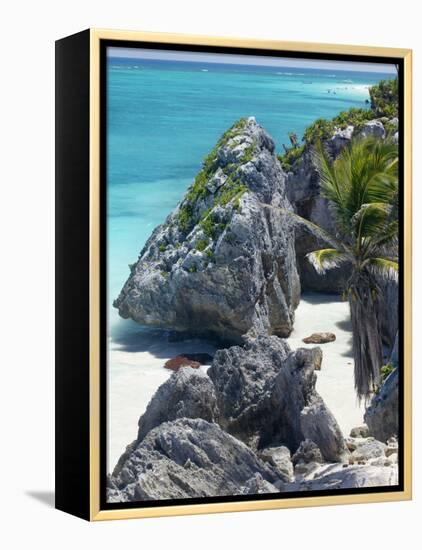 Turquoise Sea and Beach in Tulum, Riviera Maya, Quintana Roo, Mexico-Demetrio Carrasco-Framed Premier Image Canvas