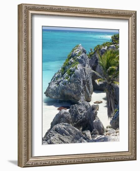 Turquoise Sea and Beach in Tulum, Riviera Maya, Quintana Roo, Mexico-Demetrio Carrasco-Framed Photographic Print