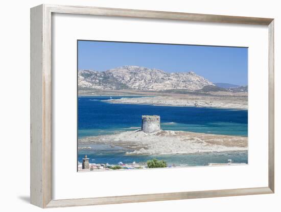 Turquoise sea and old tower surround La Pelosa Beach, Stintino, Asinara Nat'l Park, Sardinia, Italy-Roberto Moiola-Framed Photographic Print