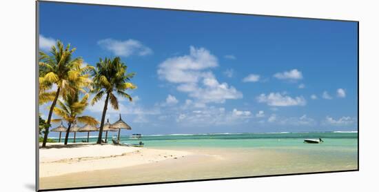 Turquoise Sea and White Palm Fringed Beach, Le Morne, Black River, Mauritius, Indian Ocean, Africa-Jordan Banks-Mounted Photographic Print