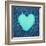 Turquoise Vintage Heart on Blue Denim Fabric-Anna-Mari West-Framed Art Print