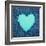 Turquoise Vintage Heart on Blue Denim Fabric-Anna-Mari West-Framed Art Print