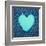 Turquoise Vintage Heart on Blue Denim Fabric-Anna-Mari West-Framed Art Print