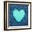 Turquoise Vintage Heart on Blue Denim Fabric-Anna-Mari West-Framed Art Print