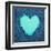 Turquoise Vintage Heart on Blue Denim Fabric-Anna-Mari West-Framed Art Print