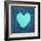 Turquoise Vintage Heart on Blue Denim Fabric-Anna-Mari West-Framed Art Print