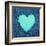 Turquoise Vintage Heart on Blue Denim Fabric-Anna-Mari West-Framed Art Print