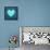 Turquoise Vintage Heart on Blue Denim Fabric-Anna-Mari West-Framed Stretched Canvas displayed on a wall