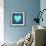 Turquoise Vintage Heart on Blue Denim Fabric-Anna-Mari West-Framed Art Print displayed on a wall