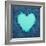 Turquoise Vintage Heart on Blue Denim Fabric-Anna-Mari West-Framed Art Print