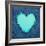 Turquoise Vintage Heart on Blue Denim Fabric-Anna-Mari West-Framed Art Print