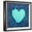 Turquoise Vintage Heart on Blue Denim Fabric-Anna-Mari West-Framed Art Print