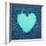 Turquoise Vintage Heart on Blue Denim Fabric-Anna-Mari West-Framed Art Print