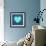 Turquoise Vintage Heart on Blue Denim Fabric-Anna-Mari West-Framed Art Print displayed on a wall