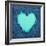 Turquoise Vintage Heart on Blue Denim Fabric-Anna-Mari West-Framed Art Print