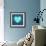 Turquoise Vintage Heart on Blue Denim Fabric-Anna-Mari West-Framed Art Print displayed on a wall