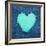 Turquoise Vintage Heart on Blue Denim Fabric-Anna-Mari West-Framed Art Print