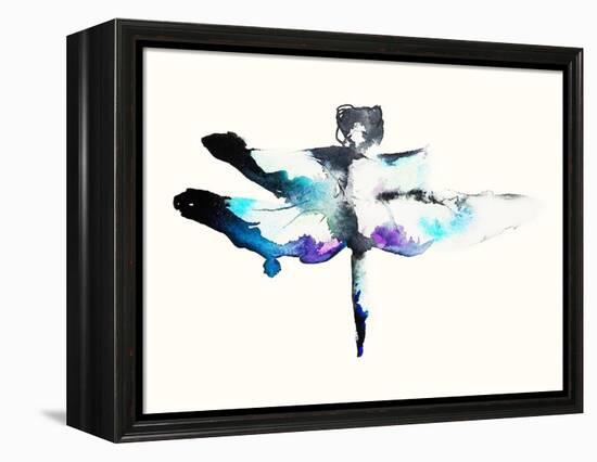 Turquoise & Violet Dragonfly-Karin Johannesson-Framed Stretched Canvas