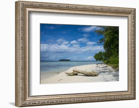 Turquoise water and a white beach on Christmas Island, Buka, Bougainville, Papua New Guinea, Pacifi-Michael Runkel-Framed Photographic Print