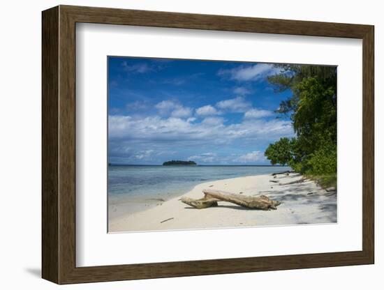 Turquoise water and a white beach on Christmas Island, Buka, Bougainville, Papua New Guinea, Pacifi-Michael Runkel-Framed Photographic Print