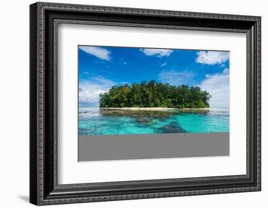 Turquoise water and a white beach on Christmas Island, Buka, Bougainville, Papua New Guinea, Pacifi-Michael Runkel-Framed Photographic Print