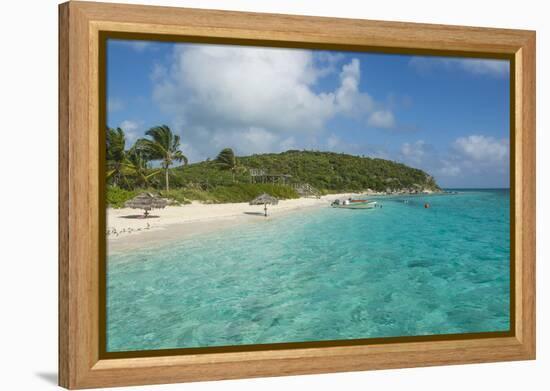 Turquoise Waters and a White Sand Beach, Exumas, Bahamas, West Indies, Caribbean, Central America-Michael Runkel-Framed Premier Image Canvas