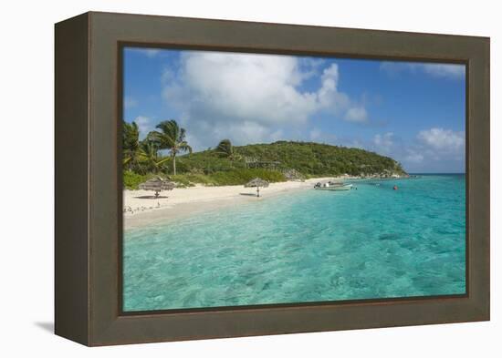 Turquoise Waters and a White Sand Beach, Exumas, Bahamas, West Indies, Caribbean, Central America-Michael Runkel-Framed Premier Image Canvas